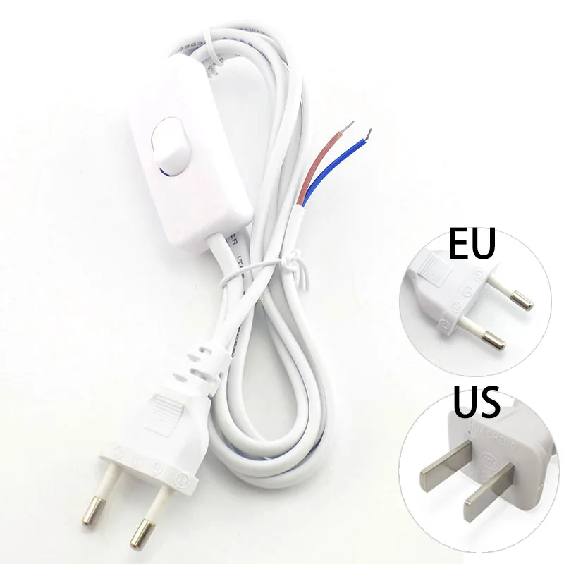 1.8m 겸용 110v-200v AC 전원 공급 케이블 EU 유로 연장 코드 어댑터 303 온/오프 스위치 미국 플러그 LED 전구/튜브용