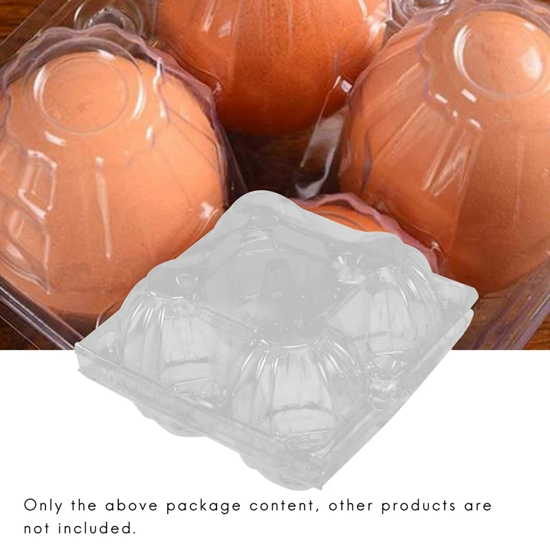 50Pcs Plastic Egg Cartons Bulk Clear Chicken Egg Tray Holder for Family Pasture Chicken Farm Business Market- 4 Grids 4