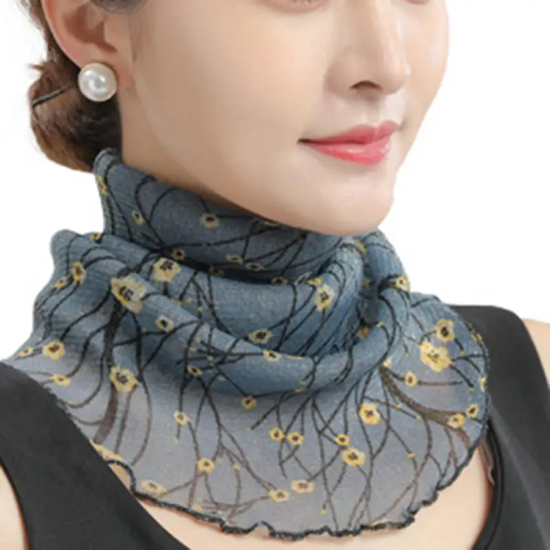 Frühling Sommer Chiffon Hals Kragen Schal Frauen Kopf Dünne Sonnencreme Vielzahl Kleine Seide Anti-UV Schal Maske Multifunktions Schal – Detail 12