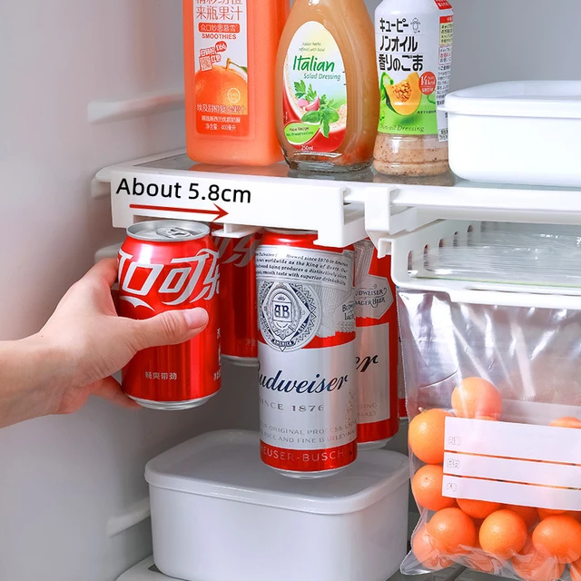 rangement frigo organiseurs de rangement Distributeur de canettes de bière,  Soda, support de rangement réfrigérateur coulissant sous étagère pour Soda,  organisateur de boissons, conteneur de stockage au réfrigérateur -  AliExpress
