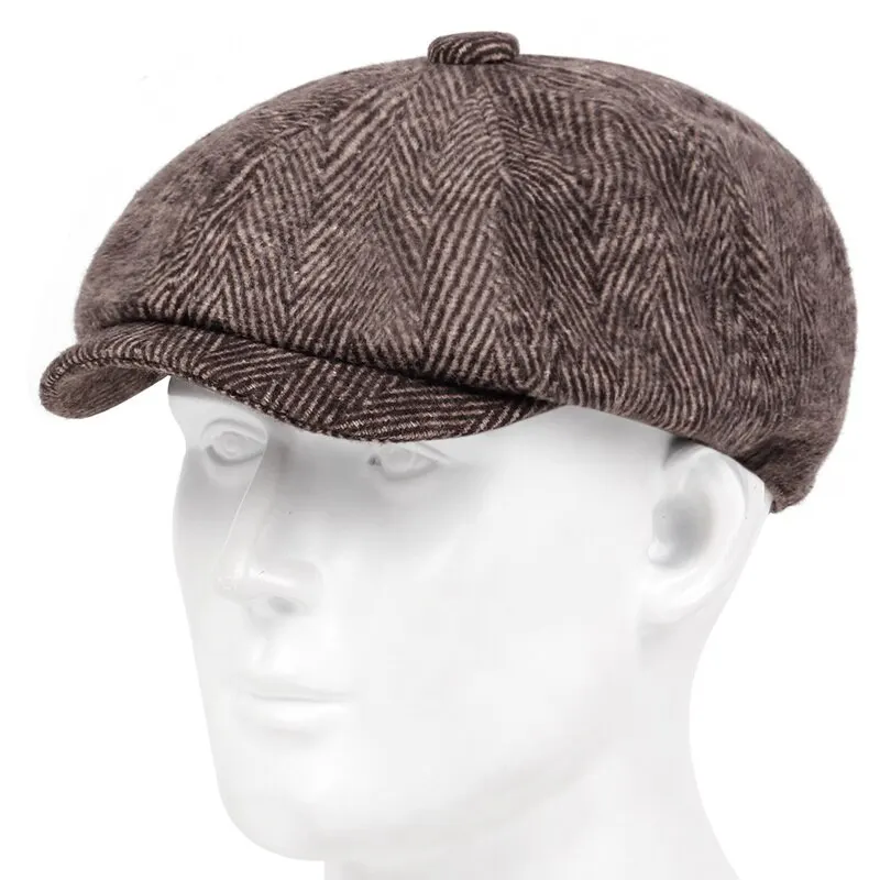 Casual Hat Retro Newsboy Caps Men British Painters Hats Autumn Winter Berets Herringbone Flat Cap Hip Hop Berets