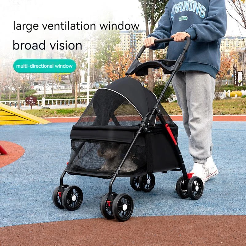 

Pet Stroller Lightweight Folding Walking Pet Carrying Bag Outdoor Travel Breathable Meal Plate Dog Cat Trolley for Small Dogs