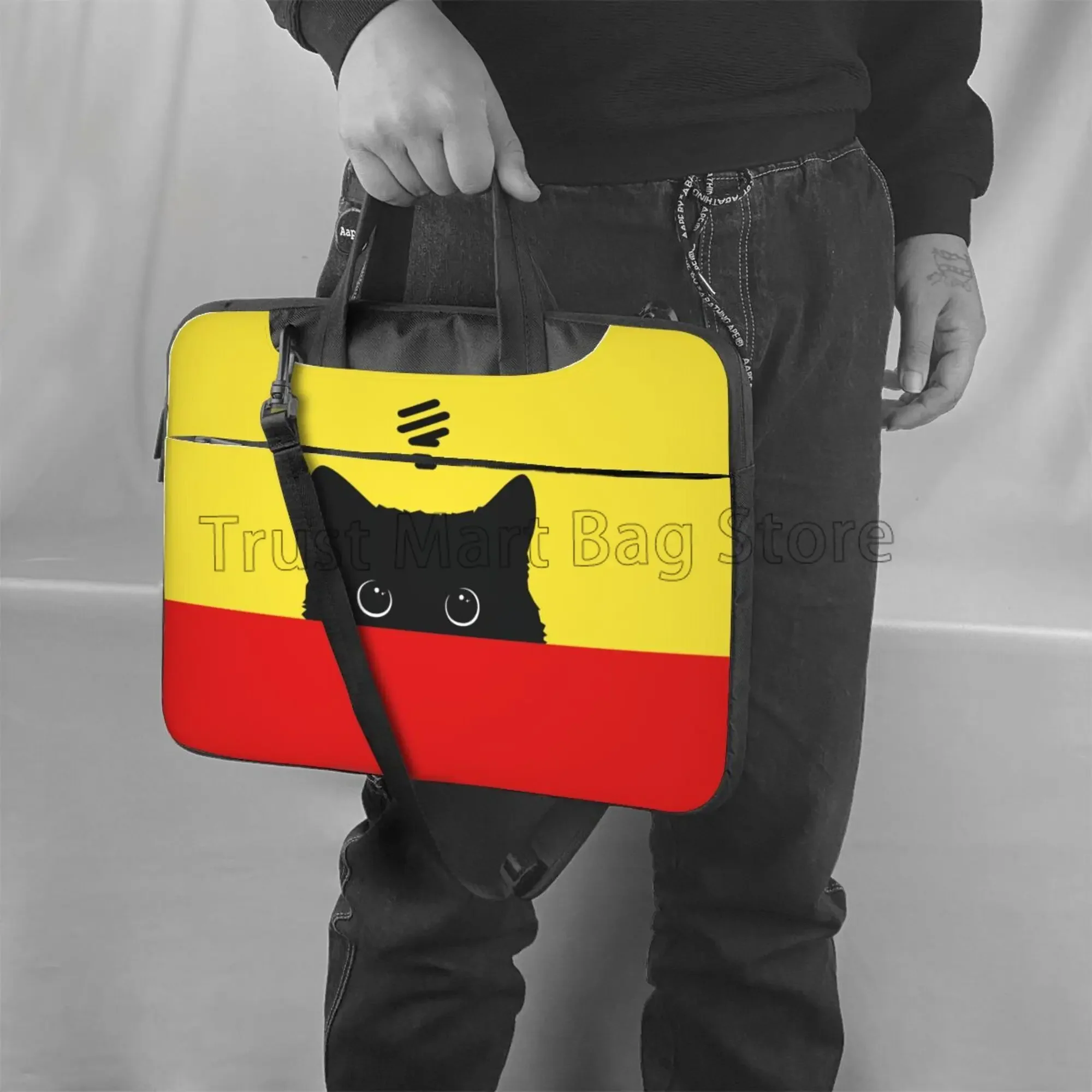 Cute Cat Head Print Laptop Case Bag Carrying Case Computer PC Cover Pouch with Handle Fits 13/14/15.6 Inch Laptop Notebook