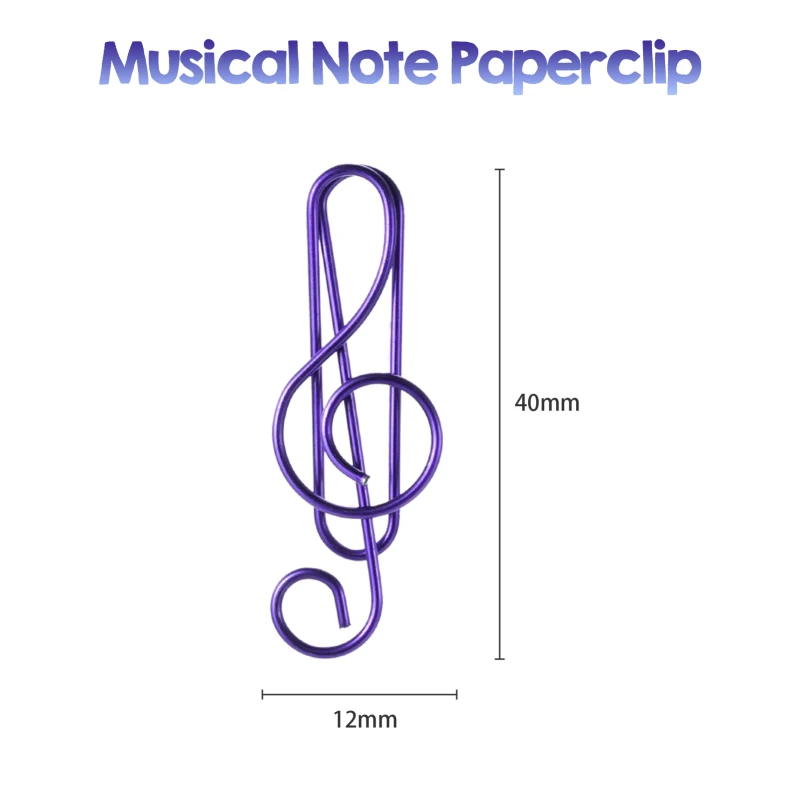 30/50/100PCS Paper Clips Cute Musical Note Paperclip Multicolor Metal Bookmarks for Music Enthusiast for Party Invitation Card paper clips