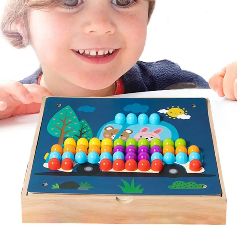 Mushroom Nails Pegboard Building Bricks Safe Mushroom Nail Jigsaw Jigsaw Puzzle Mosaic Pegboard Fun & Entertaining For Children