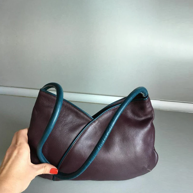 Women's Middle-Ancient Bag Special-Interest Design 2021 New Retro Patchwork Pocket Bag Soft Leather Portable Shoulder Bag