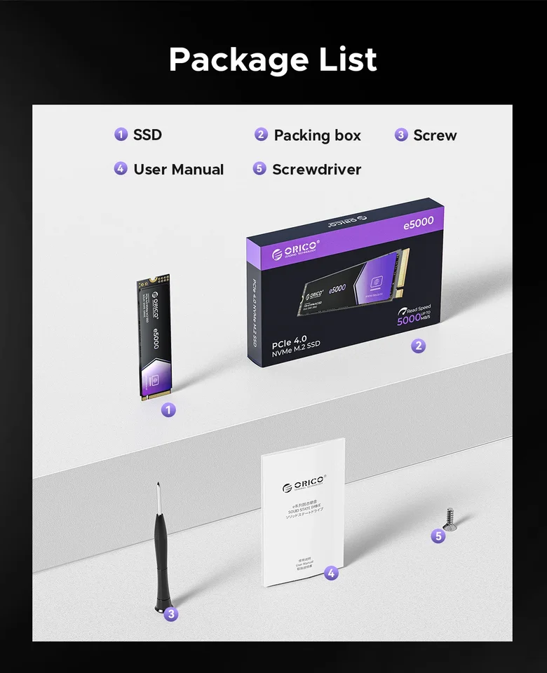 ORICO E5000 1TB 内蔵SSD - PCIe Gen4x4 M.2 Amazon.com: ORICO e5000 1TB SSD M.2 NVMe 2280 PCIe Gen4