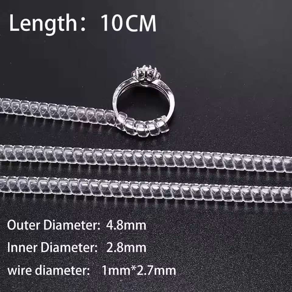 4pcs/lot Transparent Spiral Based Ring Tools Spring Coil Ring Size Adjuster Guard Tightener Reducer Resizing Tool For Jewelry