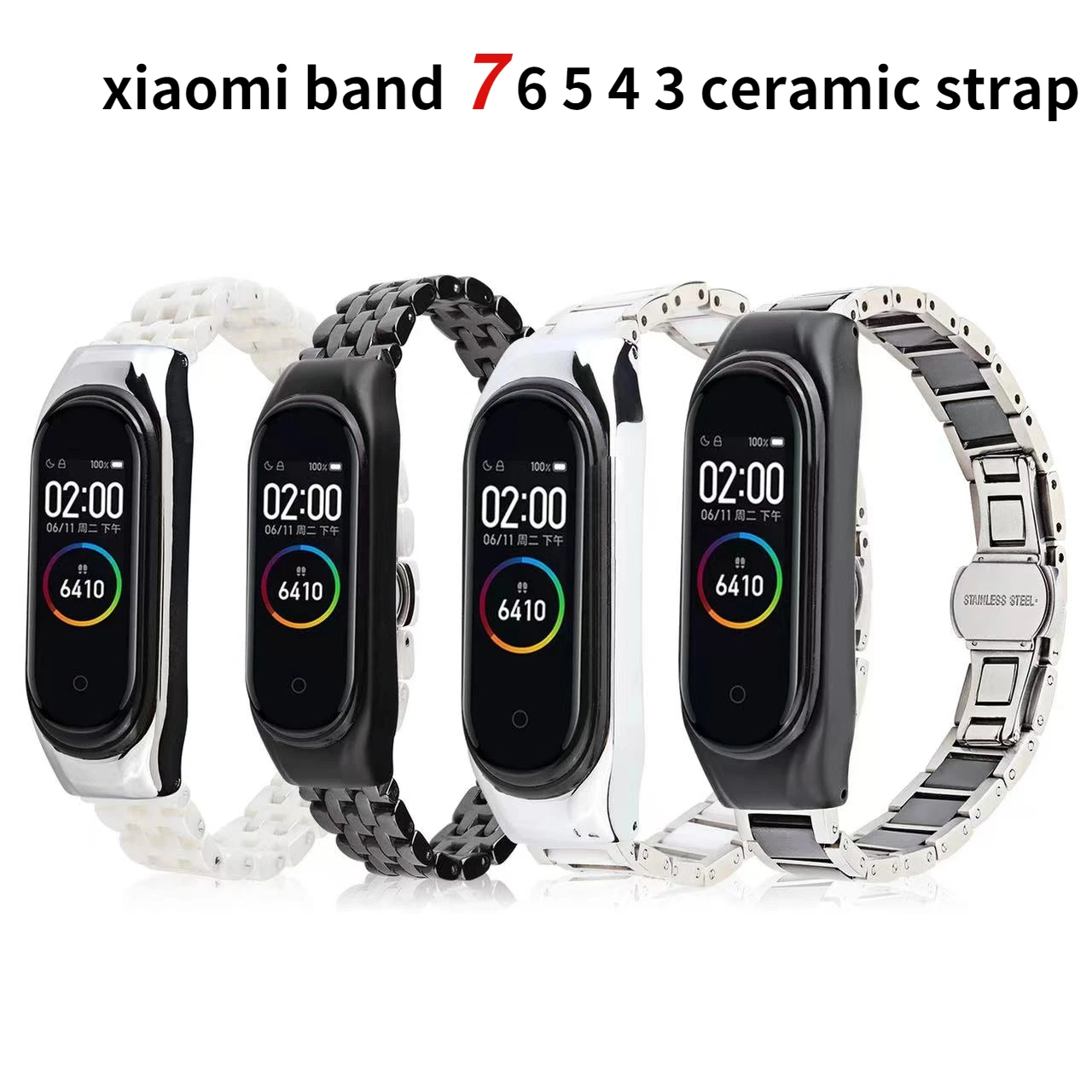 

Ceramic Metal Strap for Xiao Mi Band 7 6 5 4 3 Stainless Steel Smart Bracelet Wristband Correa for Miband 7 6 5 Belt Accessories