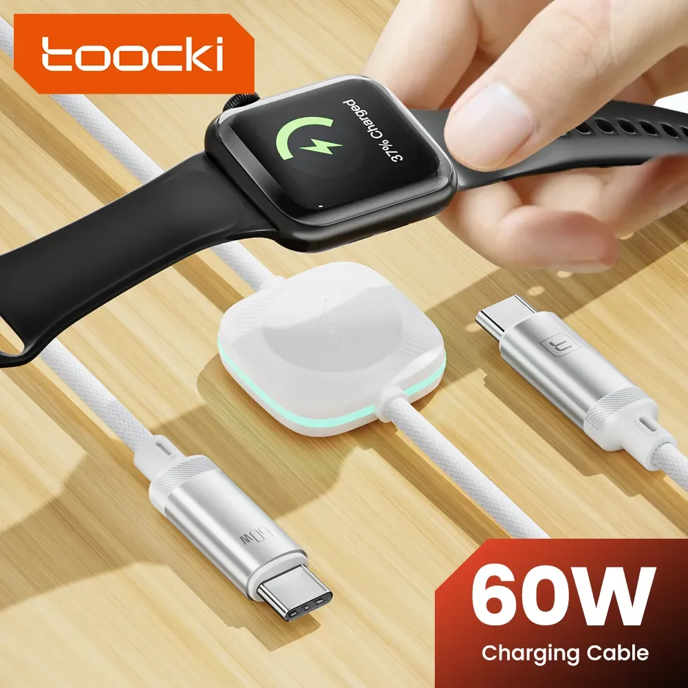 

Toocki 2 in 1 Magnetic Wireless Charger For iWatch 8 7 6 SE USB Fast Charging Station With PD 60W Type C Cable For iPhone 15 14