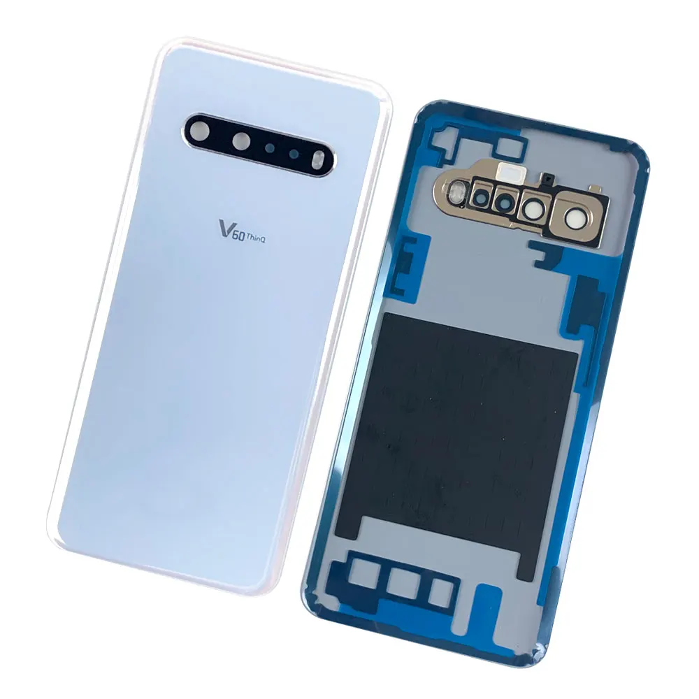 LG V60 ThinQ 5G용 유리 배터리 커버 후면 하우징 백 커버 배터리 도어 케이스 + 카메라 렌즈