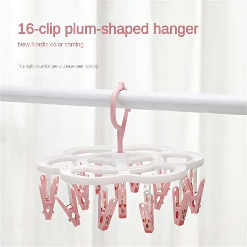 Clips Folding Clothes dryer Hanger Children Adults Clothes Dryer Windproof Socks Underwear Plastic Drying Rack Organizer 1