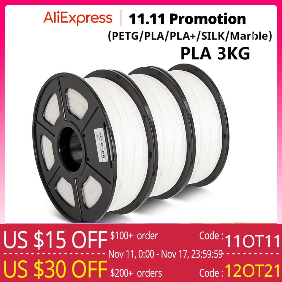 Sunlu-pla Filamento Petg para Impressão 3d Inodoro Eco-friendly Bom Tougness Seda 1kg por Rolo 1.75 mm 3rolls