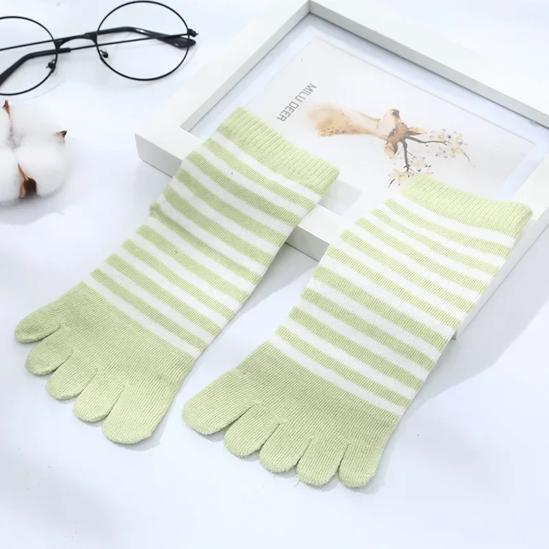 Children Kids Socks Multicolor Striped Cotton Five-finger for 4-12Y Boys Girls Casual Sports Breathable Five-toe Clothes Stuff 6
