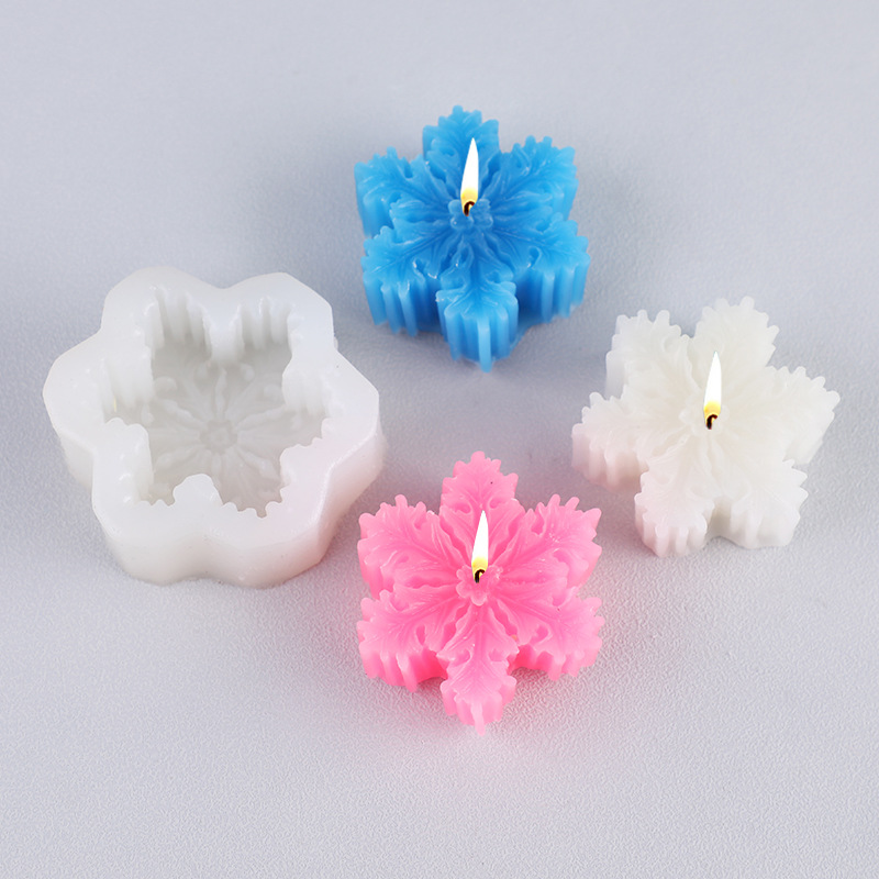 Snowflake Silicone Candle Mold Xmas Aromatherapy Candle Handmade Candle Mould Gift DIY Christmas Gypsum Decoration Soap Mold