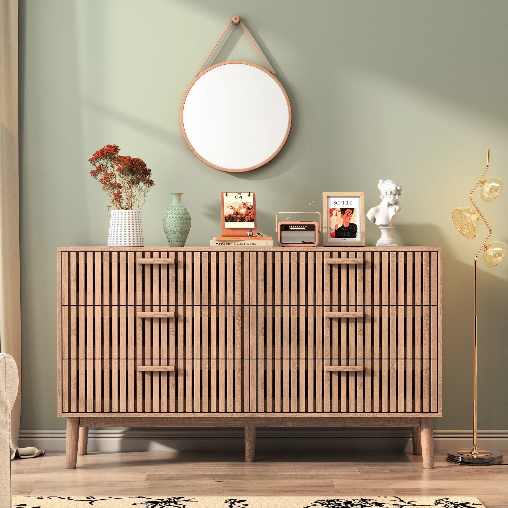 Rosahqnda Kommode, Schrank, Holzkommode mit 5 Schubladen, Aufbewahrungsschrank, Kleine Kommode für das Wohnzimmer – Detail 17