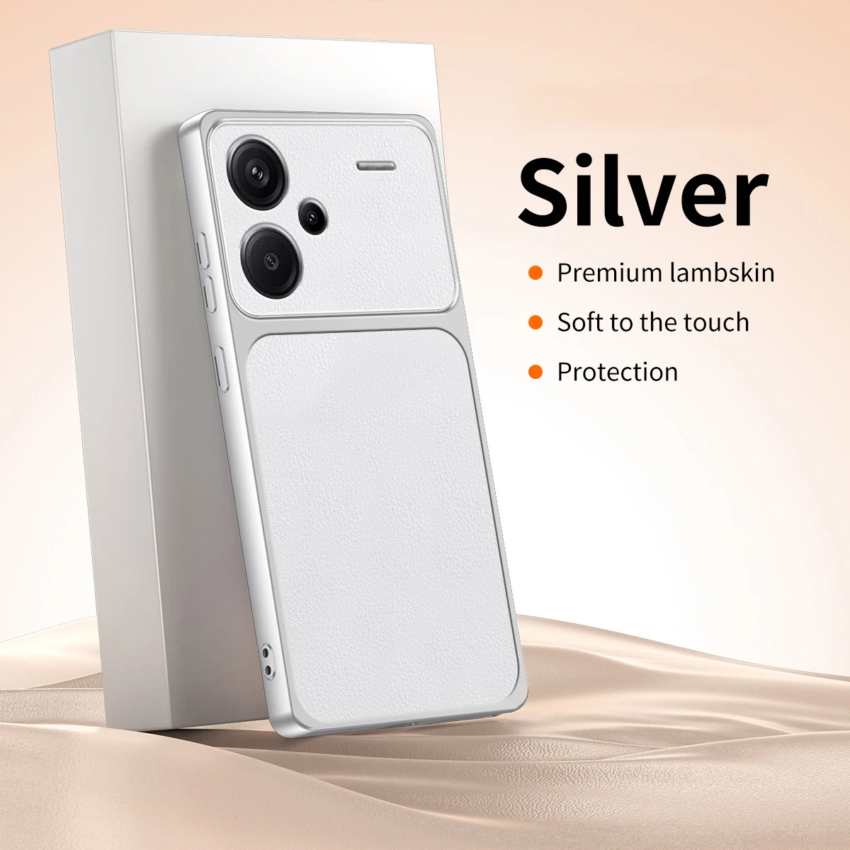 Luxury Soft Leather Phone Case with Lamb Skin Texture - Plated Silicone Back Cover