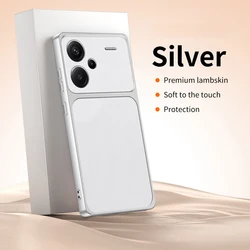 Luxury Soft Leather Phone Case with Lamb Skin Texture - Plated Silicone Back Cover - Redmi Note 13 Pro+ (Silver)