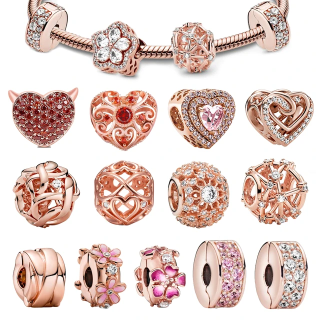 New 925 Sterling Silver Metallic Pink Heart Charm Beads Fit Pandora 925  Original Bracelet Charms for Women Pendant Jewelry Gift