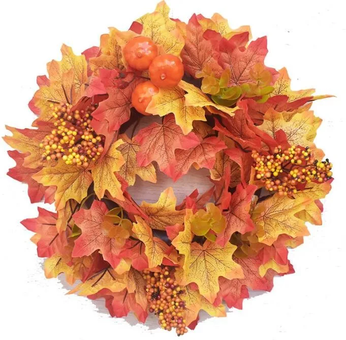 

Halloween Maple Leaf Garland Door Pumpkin Pendant Berry Autumn Pumpkin Garland Door Decoration Non Christmas for Cabinets