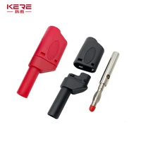 20PCS/ 4mm Male Retractable Sheath Stackable Banana Plug Shrouded Fully Insulated Safety Wire Solder Connector Black Red 4