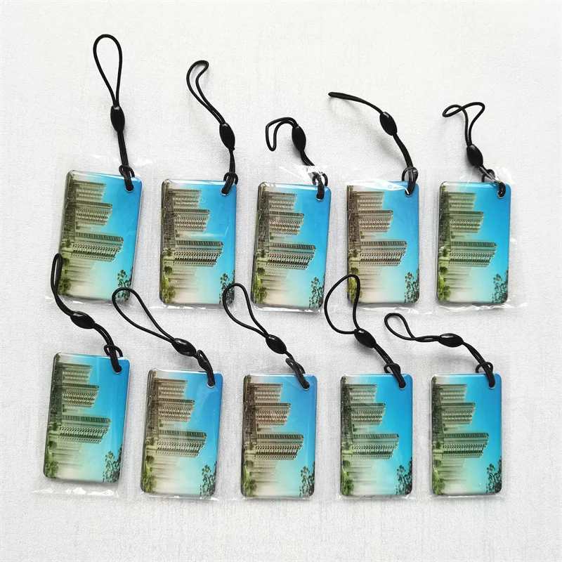 Multiple Patterns IC 13.56MHz UID Writable Rewritable Waterproof Keyfobs Key Tag Changeable S50 1K RFID Pendant Ring Card 10Pcs 6