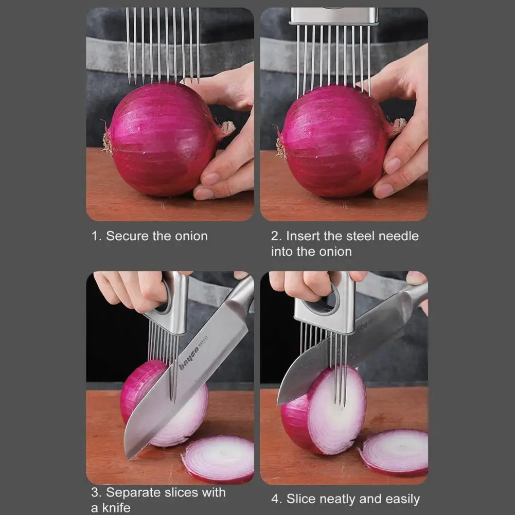 Onion Slicers Holder Vegetable Tomato Shredders Stainless Steel Beef Tenderer Vegetable Slicing Tool Kitchen Gadget