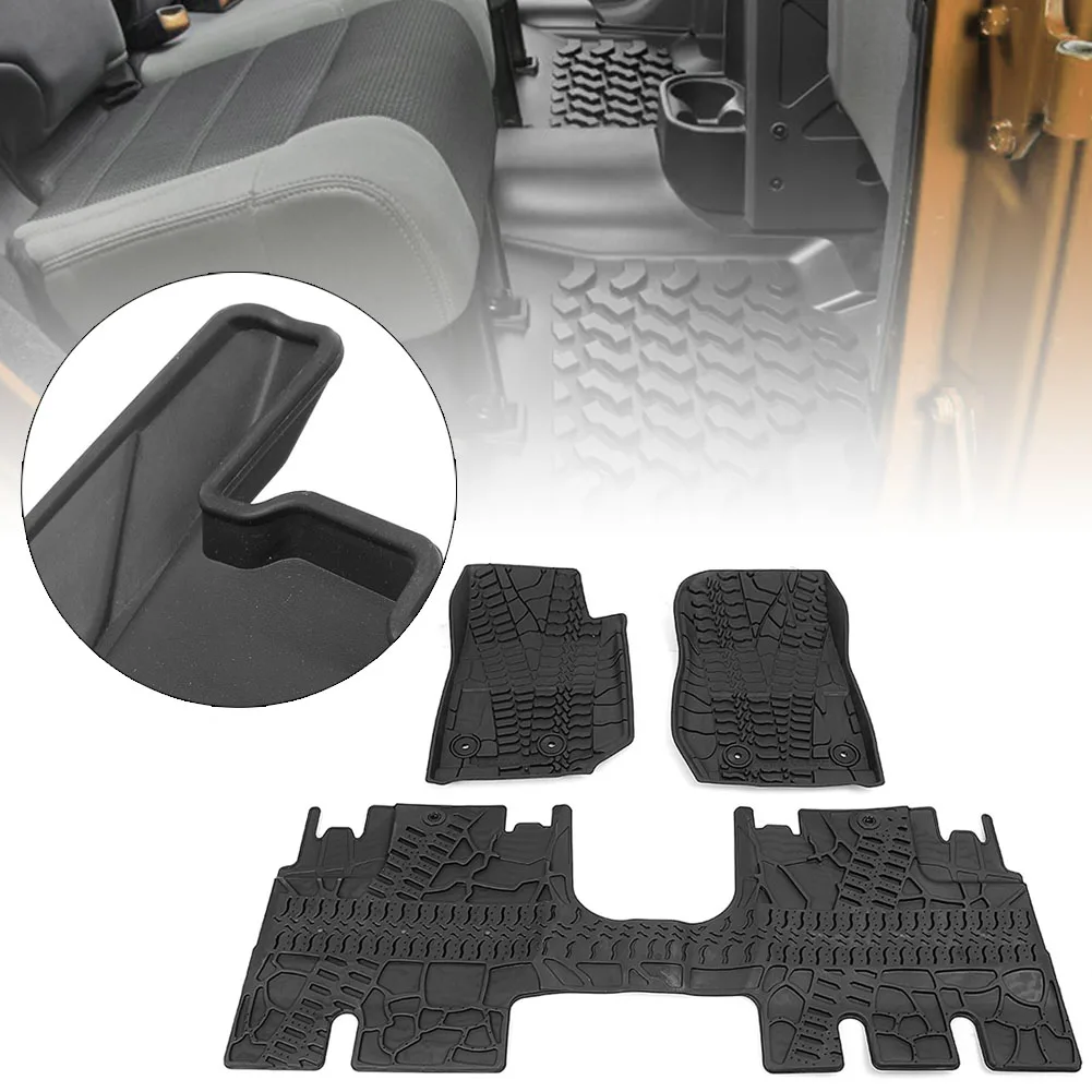 

3Pcs/Set Car Slus Weather Floor Mats Waterproof Accessories For Jeep Wrangler Unlimited 4 Door 2014 2015 2016 2017 Rubber