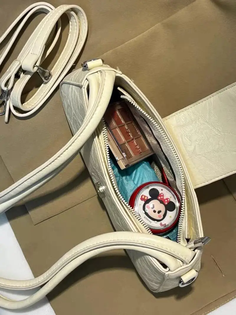 JIAERDI Butterfly White Y2k Handbag Purse Women Retro Leather Underarm Bag Wallet Female Versatile Shoulder Crossbody Bag 2025