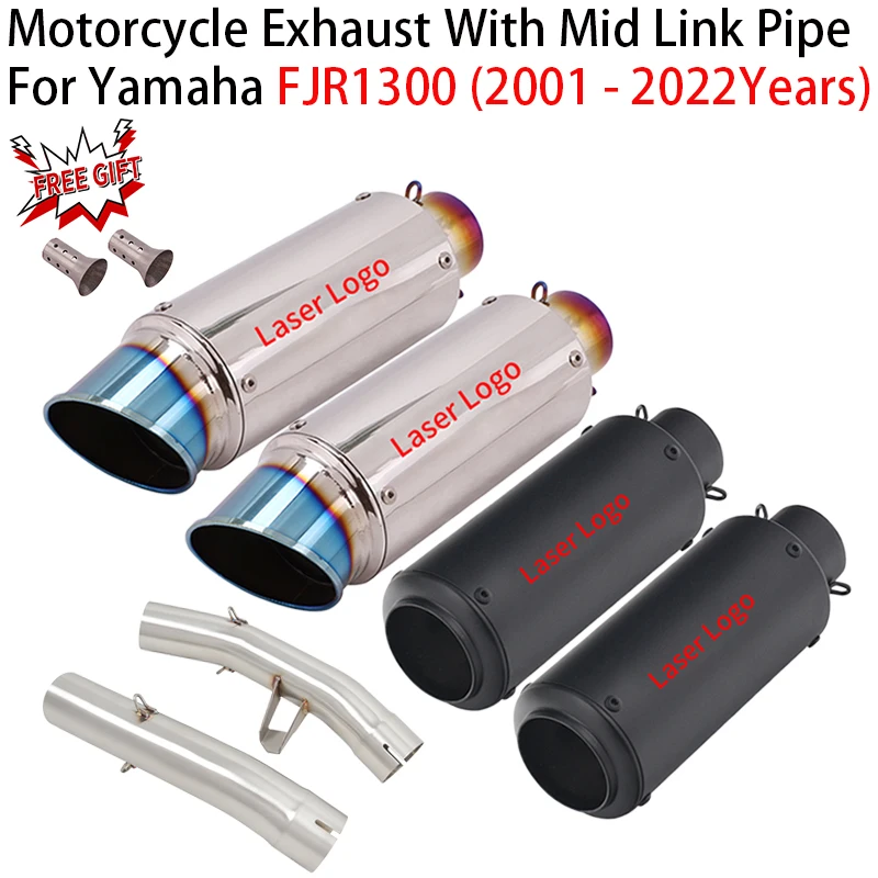 For Yamaha FJR 1300 FJR1300 2001 - 2022 Motorcycle Exhaust Systems Escape Modify Muffler With Double Mid Link Pipe DB Killer