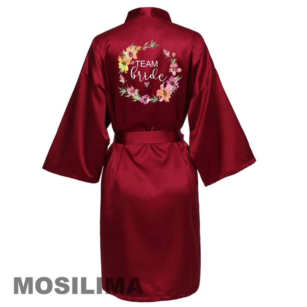 bride robes wedding party team bride robe kimono satin pajamas bridesmaid bathrobe