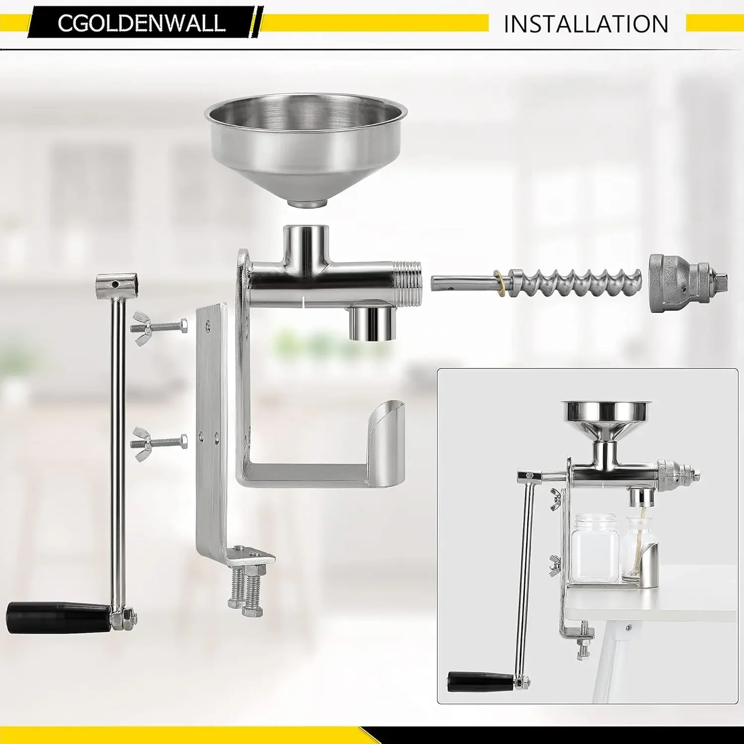 Manual Oil Press Machine Household Seed Oil Press Extractor Peanut Nuts Oil Expeller for Physical Press and Continuous Expelling 4
