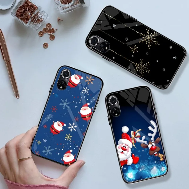 Custodia Per Telefono Invernale Merry Christmas In Vetro Temperato Per Huawei P 40 30 20 10 Pro Plus P50 P9 P Smart 2019 2021 P Plus Smart Z
