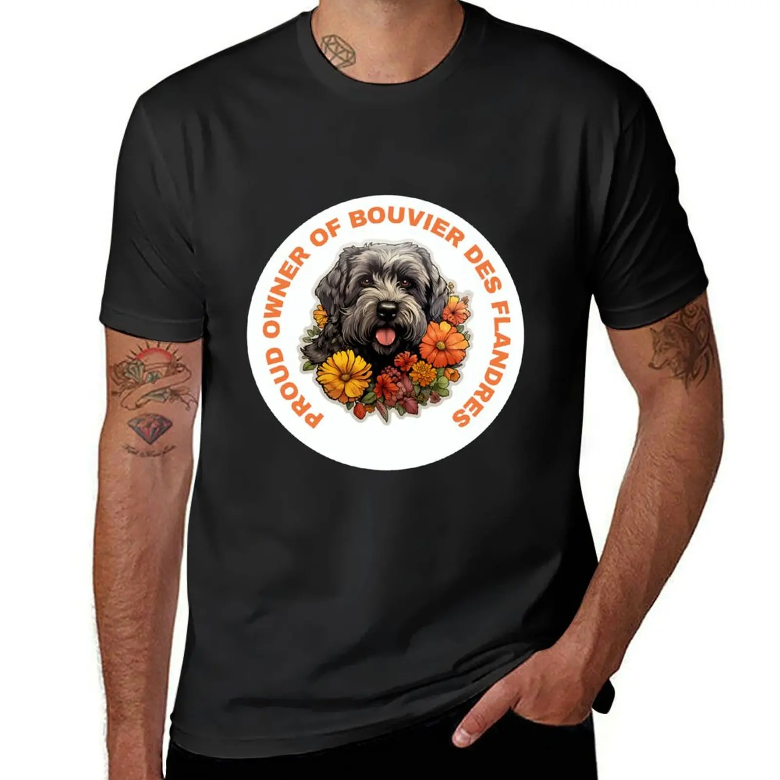 

Cute Flower Bouvier Des Flandres Mom Dad Guardian Angel Best Friend Doggie Paw T-shirt for a boy vintage plus sizes mens clothes