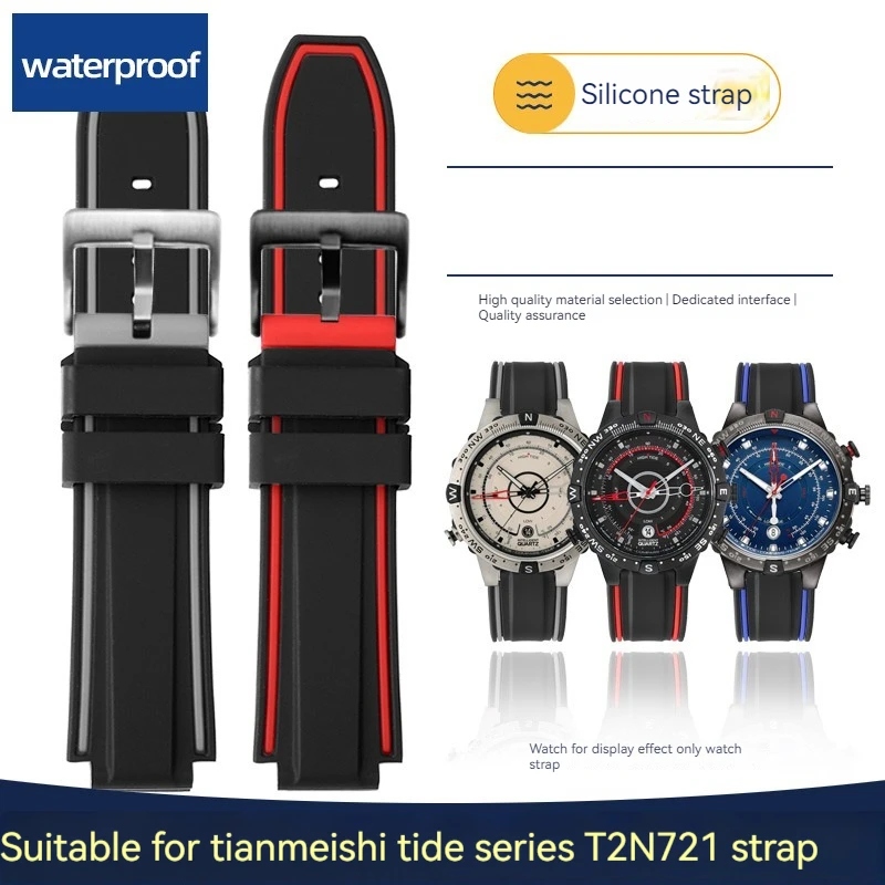 Cinturino Cinturino In Gomma Siliconica Morbida Impermeabile Per Timex Tide Compass T2N720 T2N721 Tw2T76300 Series + Strumenti Perni A Vite Da Uomo
