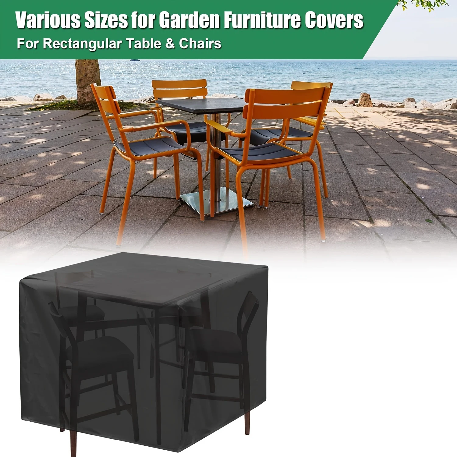 300 Sizes Heavy Duty Square Patio Furniture Cover Set UV Resistant All Weather Outdoor Table and Chair Protection patio furniture cover