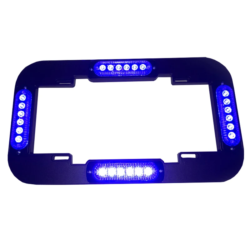 Stylish US 24W 12V 24V DC Universal Blue/Amber/Red/ White Flashing Strobe LED Car License Plate Frame Warning Light