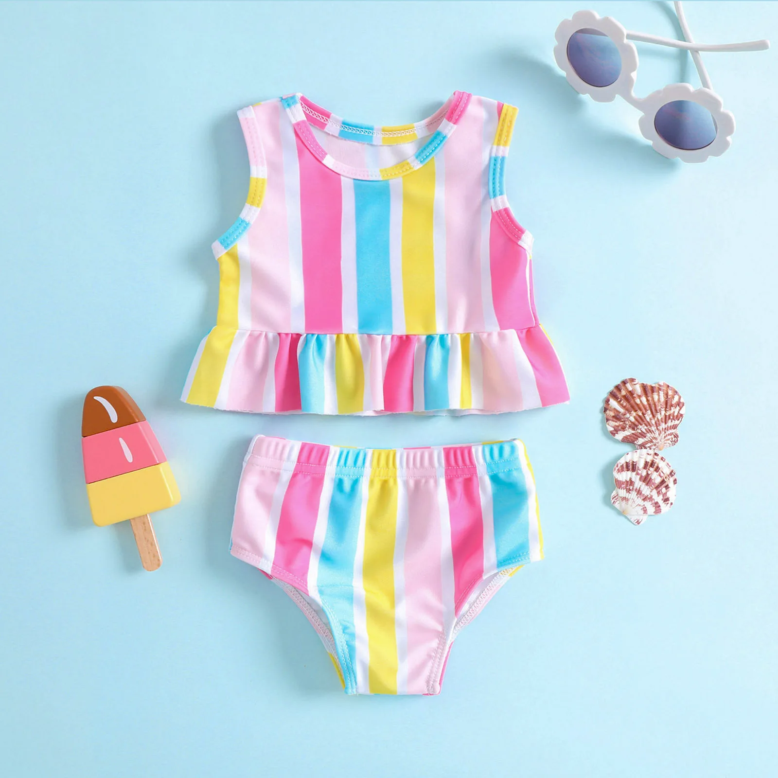 Set of 6 Fish Shell Sunshine Playsuit(S, M & L)