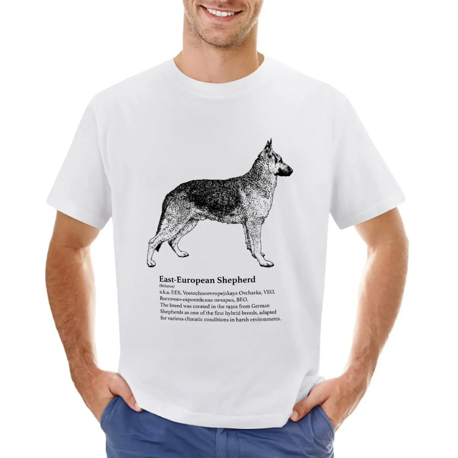 

East-European Shepherd T-shirt Short sleeve tee summer tops boys animal print aesthetic clothes oversized t shirt men