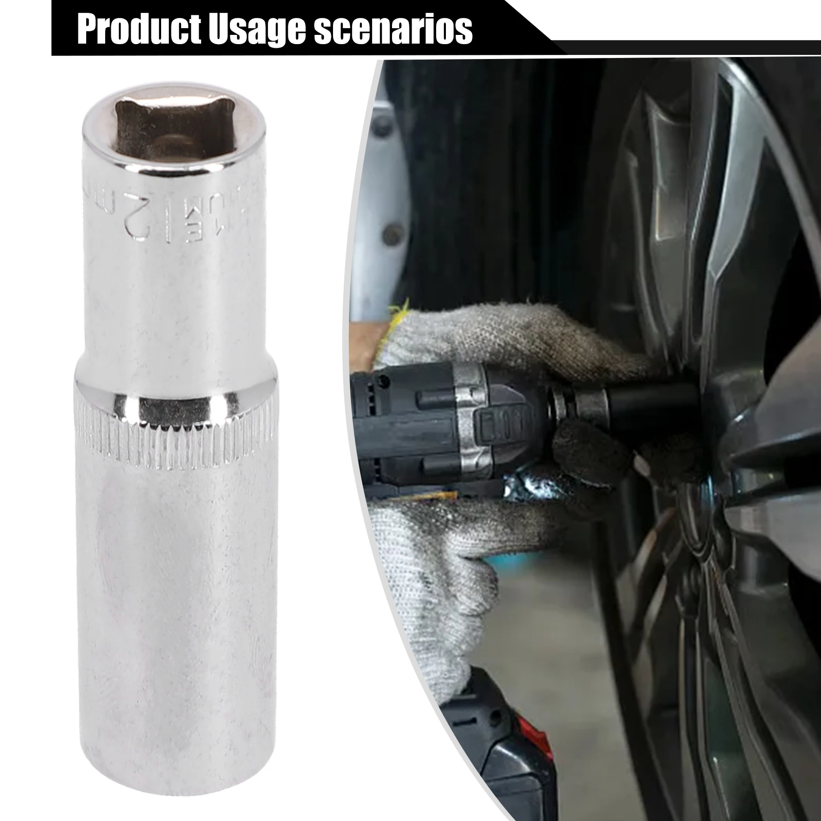 

1pc 3/8inch Deep Socket Adapter Hex Socket Deep Socket Adapter Hex Socket Wrench Heads For Impact Drivers 8-24mm Hand Tools