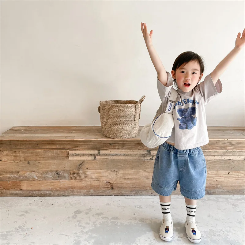 Summer Children's Denim Shorts Solid Color Baby Boys Girls Denim Shorts Toddler Kids Casual Short Pants