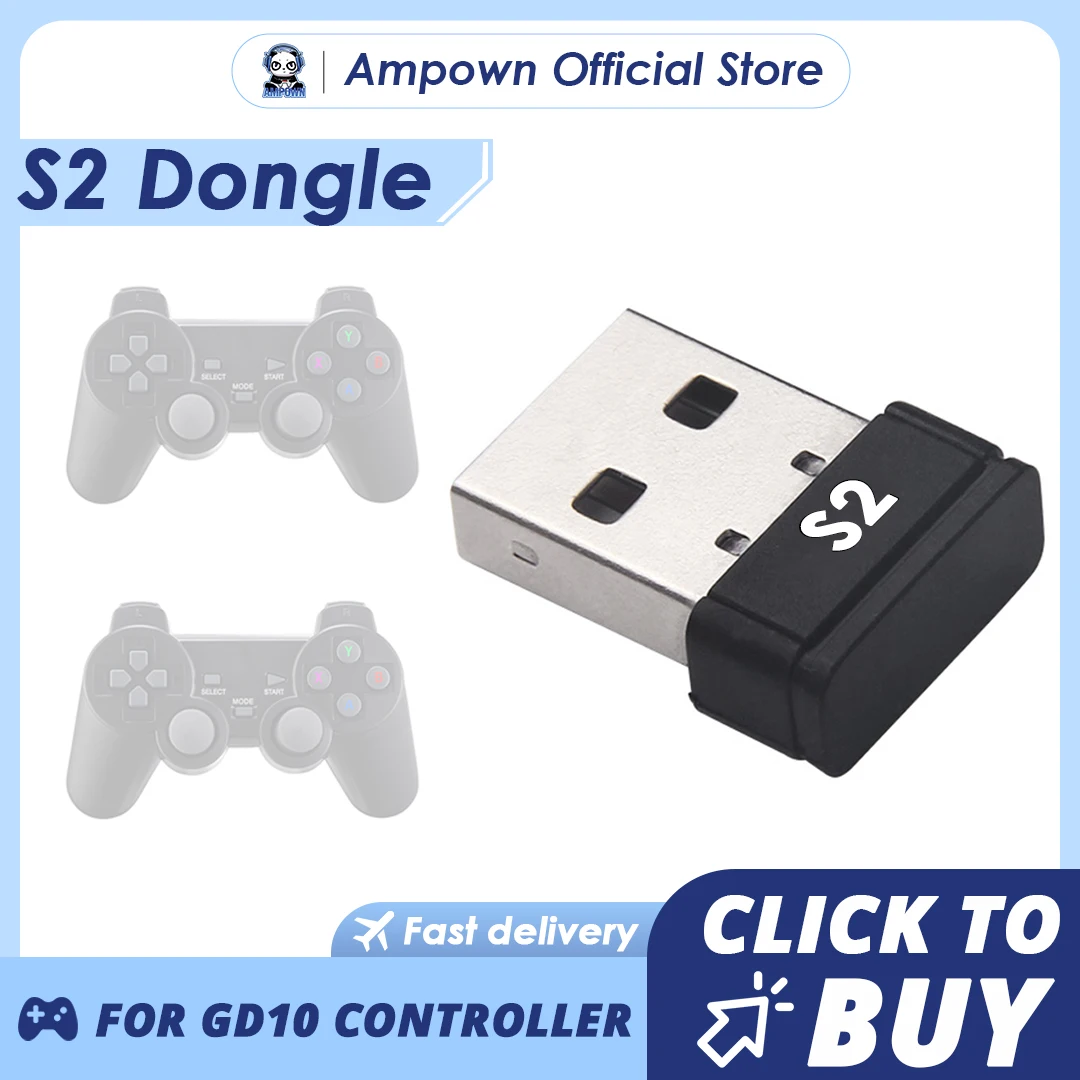 Ampown s2 dongle usb 2 4g receptor sem fio gd10 lat ncia ultra baixa