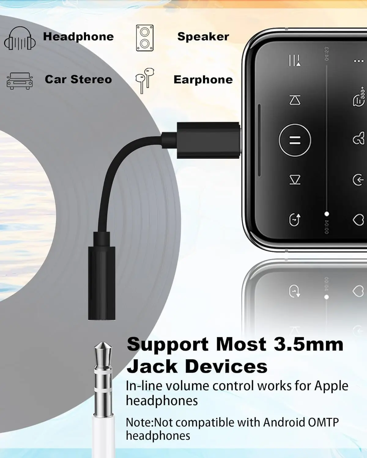 USB Type C to 3.5mm Earphone Adapter and Audio Converter