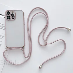 Versatile Crossbody Lanyard Case - Clear Shockproof Cover with Strap Protector for Redmi Note 14 4G (Rose gold)