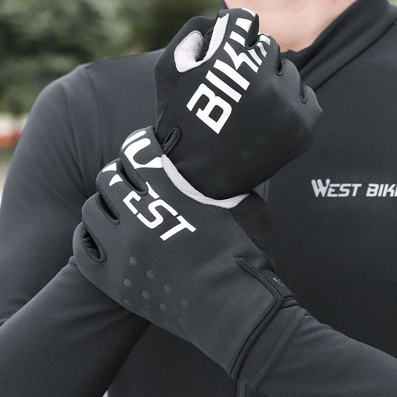 Cycling gloves gym gloves WEST BIKING Cycling Gloves MTB Bike Bicycle Full Finger Gloves Men Women Winter Gym Fitness Non-slip Breathable Sports