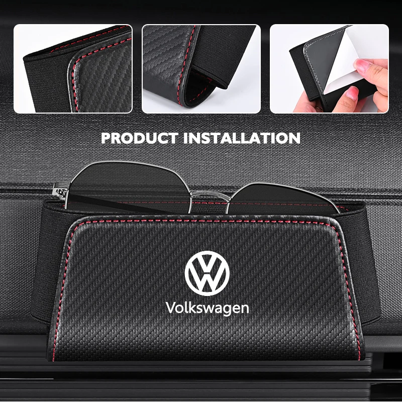 셀프 접착식 자동차 수납 포켓 스티커형 정리 가방 시트 뒷면/문 옆 수납함 폭스바겐 VW 골프 4 5 6 7 폴로 제타 사기타르용