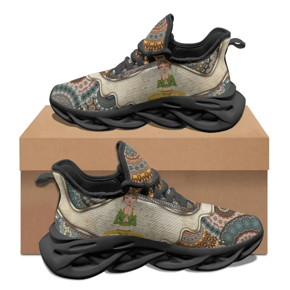 Yoga Girl Tribal Style Casual Flat Shoes Student Youth Outdoor Summer Sneakers For Women Lightweight Non-slip Vulcanized Shoes