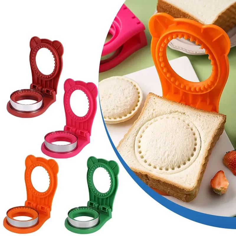 

Sandwich Cutter and Sealer Flip Sandwich Cutting Tool for Kids Lunch Stainless Steel Blade Circular Sandwich Bread Toast Mold