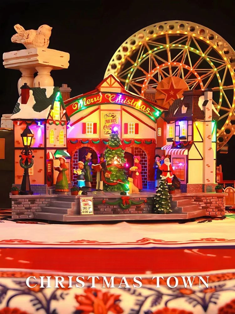 

Large Winter Town Music Box, Music Box Carousel, Collection of Birthday Gifts, Christmas Gifts, Ice Rink Music Box