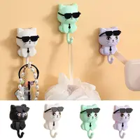 Cute Plastic Cartoon Cat Hooks Decorative Waterproof Key Hangers Wall Hanging Sunglasses Cat Hooks Kitchen 1